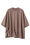 A loose-fitting, short-sleeve crewneck t-shirt in a muted taupe-brown color, displayed against a solid white background.