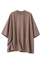A loose-fitting, short-sleeve crewneck t-shirt in a muted taupe-brown color, displayed against a solid white background.