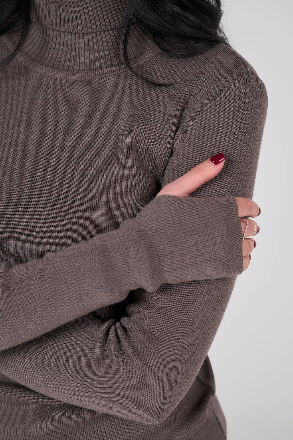 Classic plain Knit sweater | Cacao color