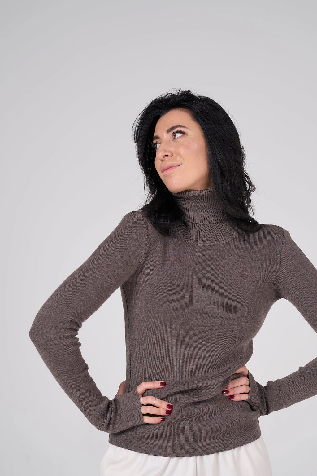 Classic plain Knit sweater | Cacao color