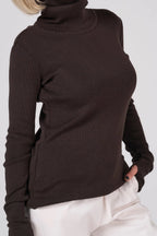 Classic plain Knit sweater | Coffee color