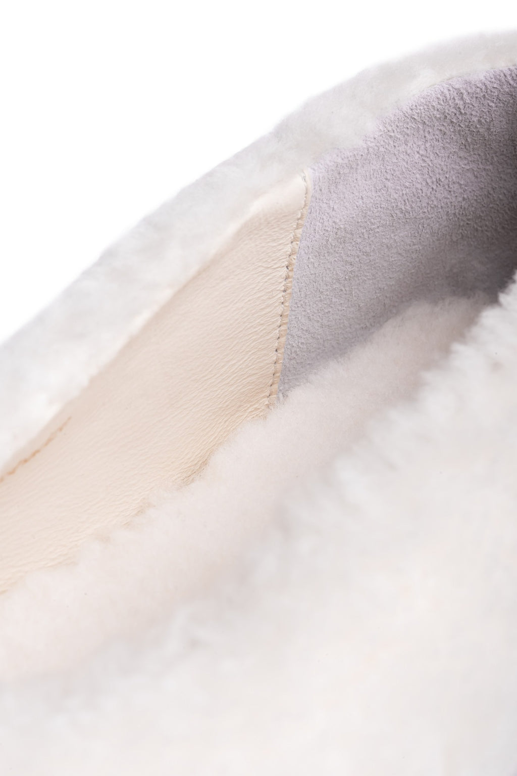 White shearling and leather detail