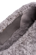 Gray shearling and leather detail