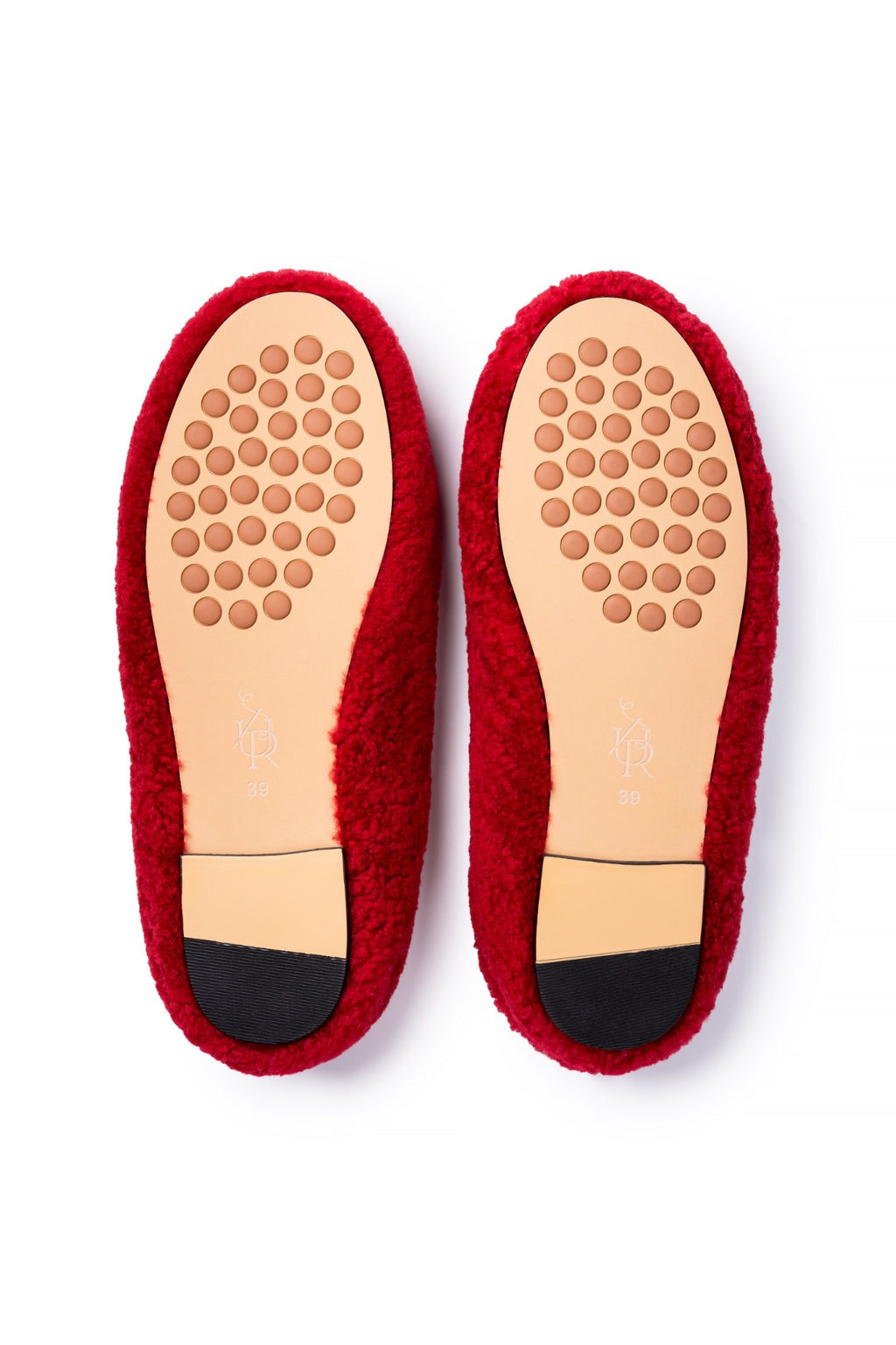 Red slippers - top view