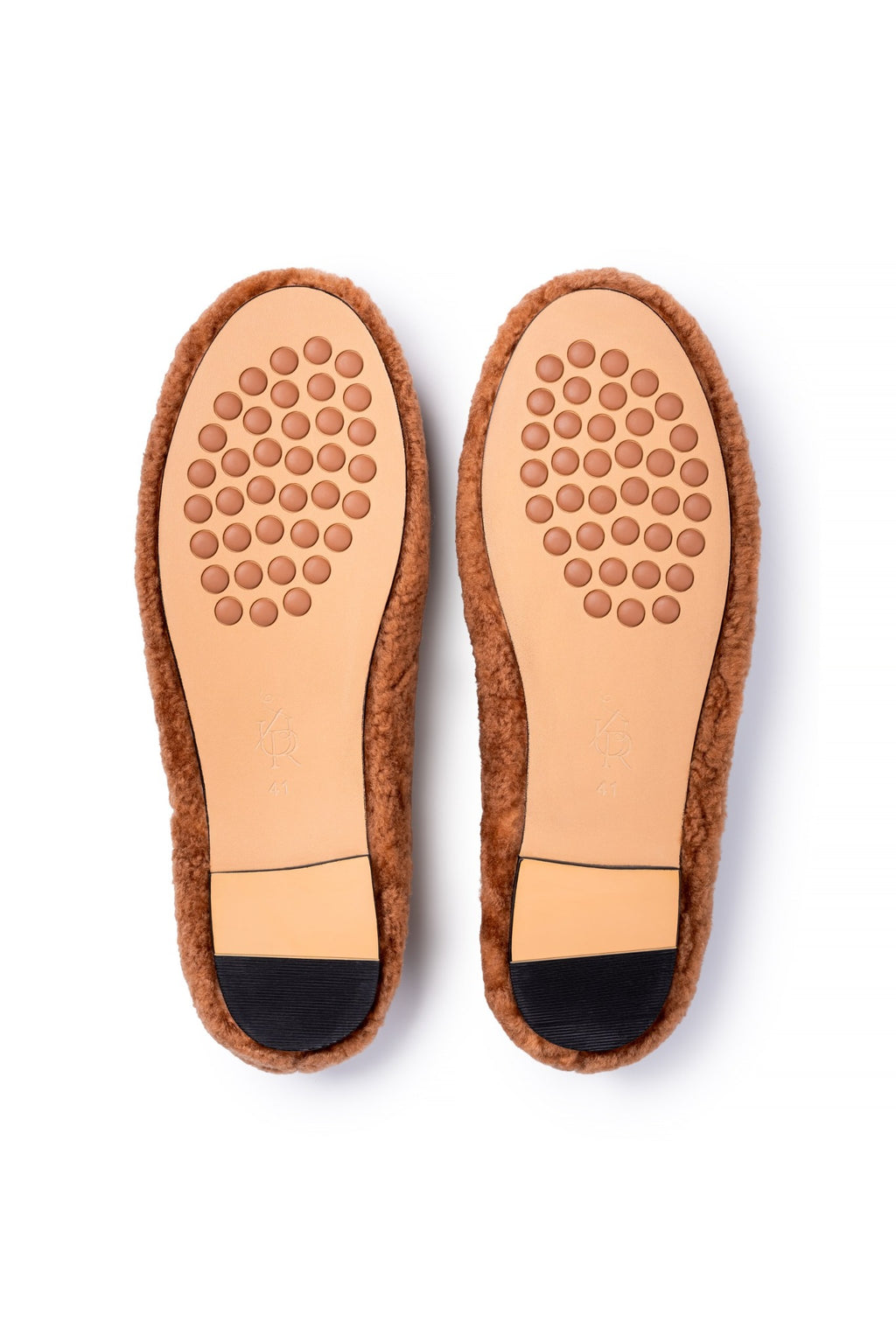 Brown slippers - top view