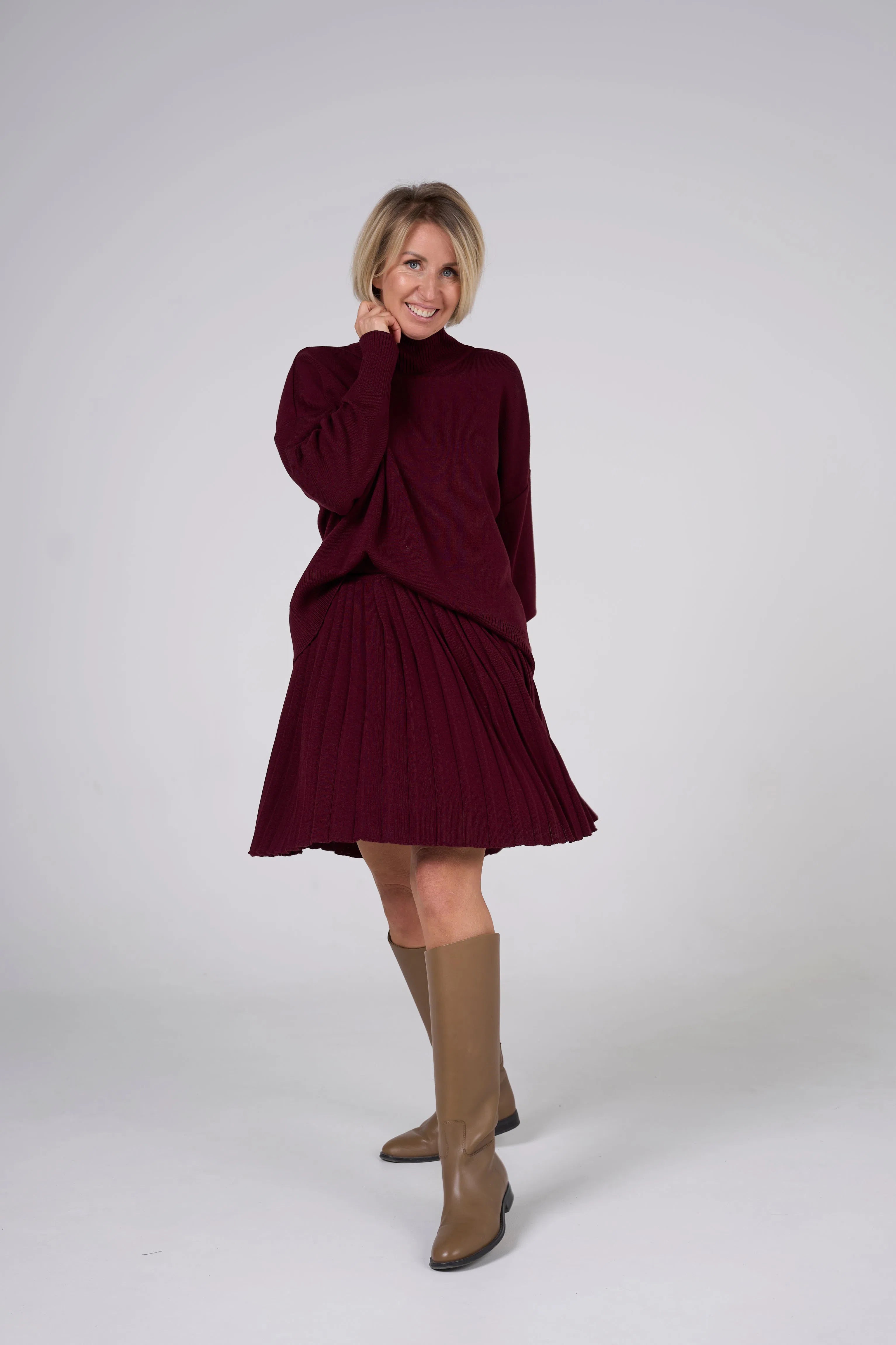 Fly Baby Pleated Suit | Wine color