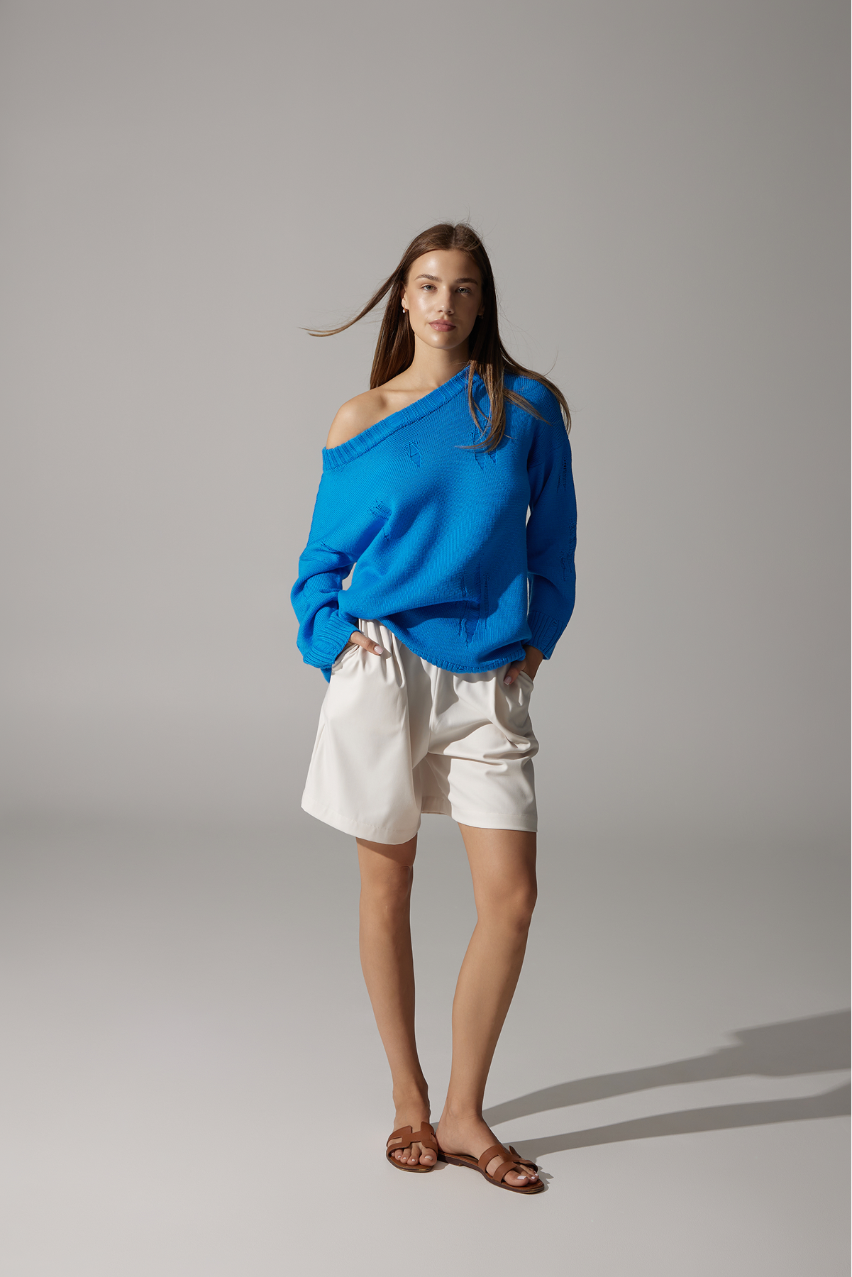 Ripped Merino Wool Sweater | Blue