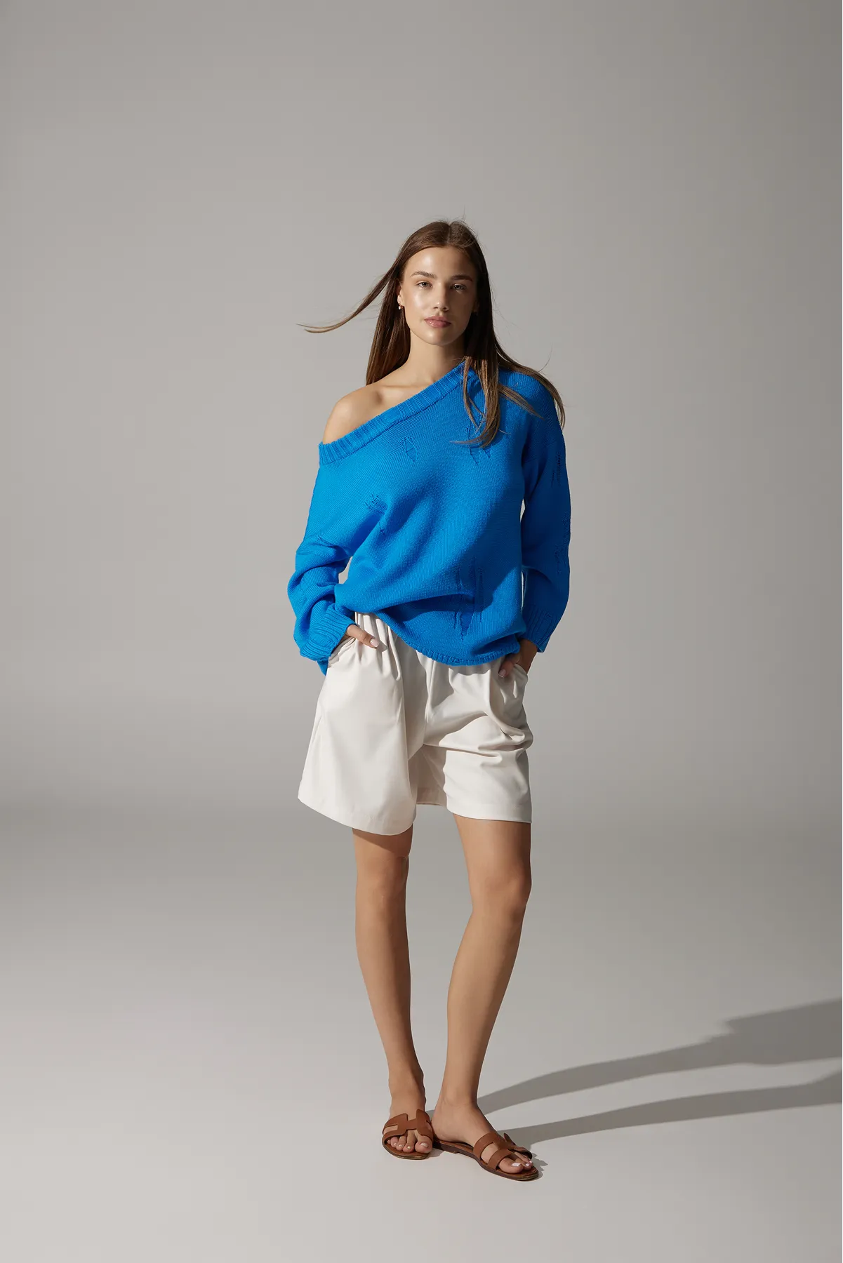 Ripped Merino Wool Sweater | Blue