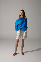 Ripped Merino Wool Sweater | Blue