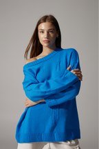 Ripped Merino Wool Sweater | Blue