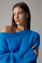 Ripped Merino Wool Sweater | Blue