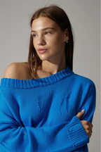 Ripped Merino Wool Sweater | Blue