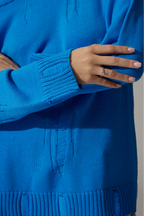 Ripped Merino Wool Sweater | Blue