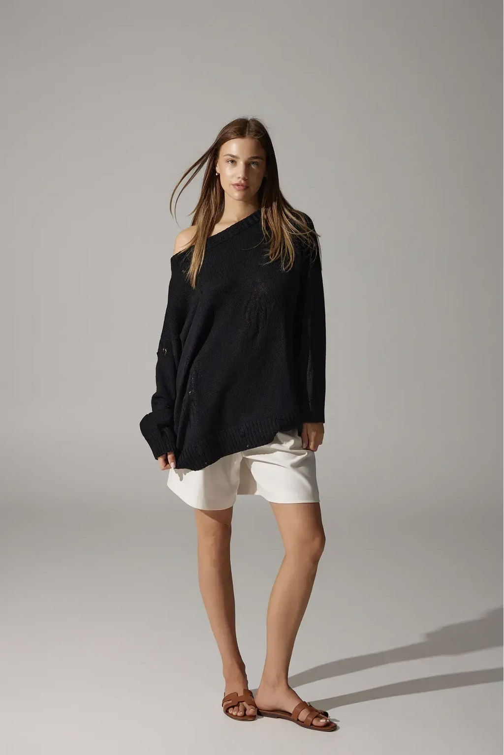 Ripped Merino Wool Sweater | Black