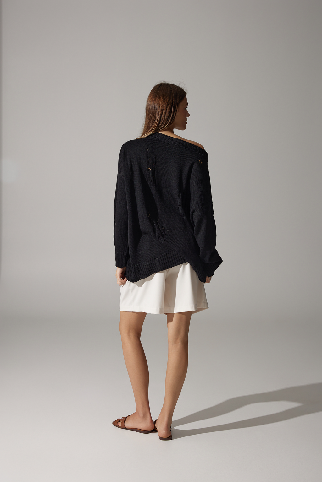 Ripped Merino Wool Sweater | Black