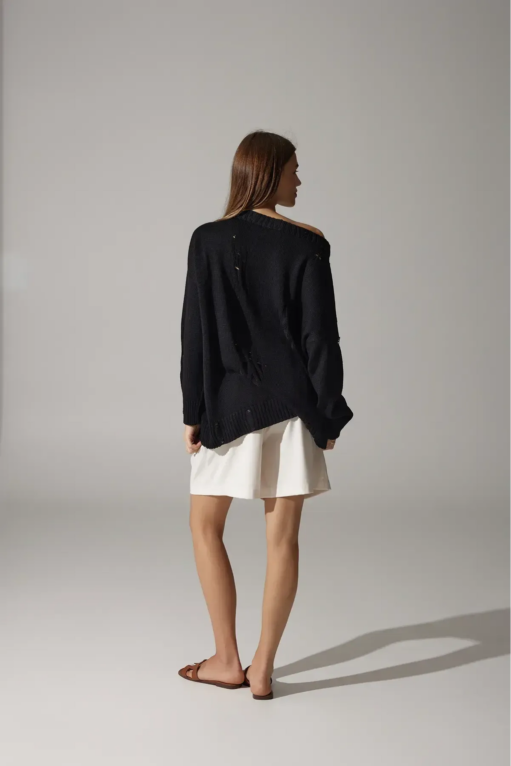 Ripped Merino Wool Sweater | Black