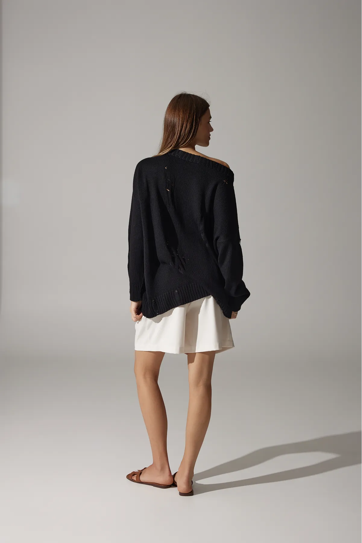 Ripped Merino Wool Sweater | Black