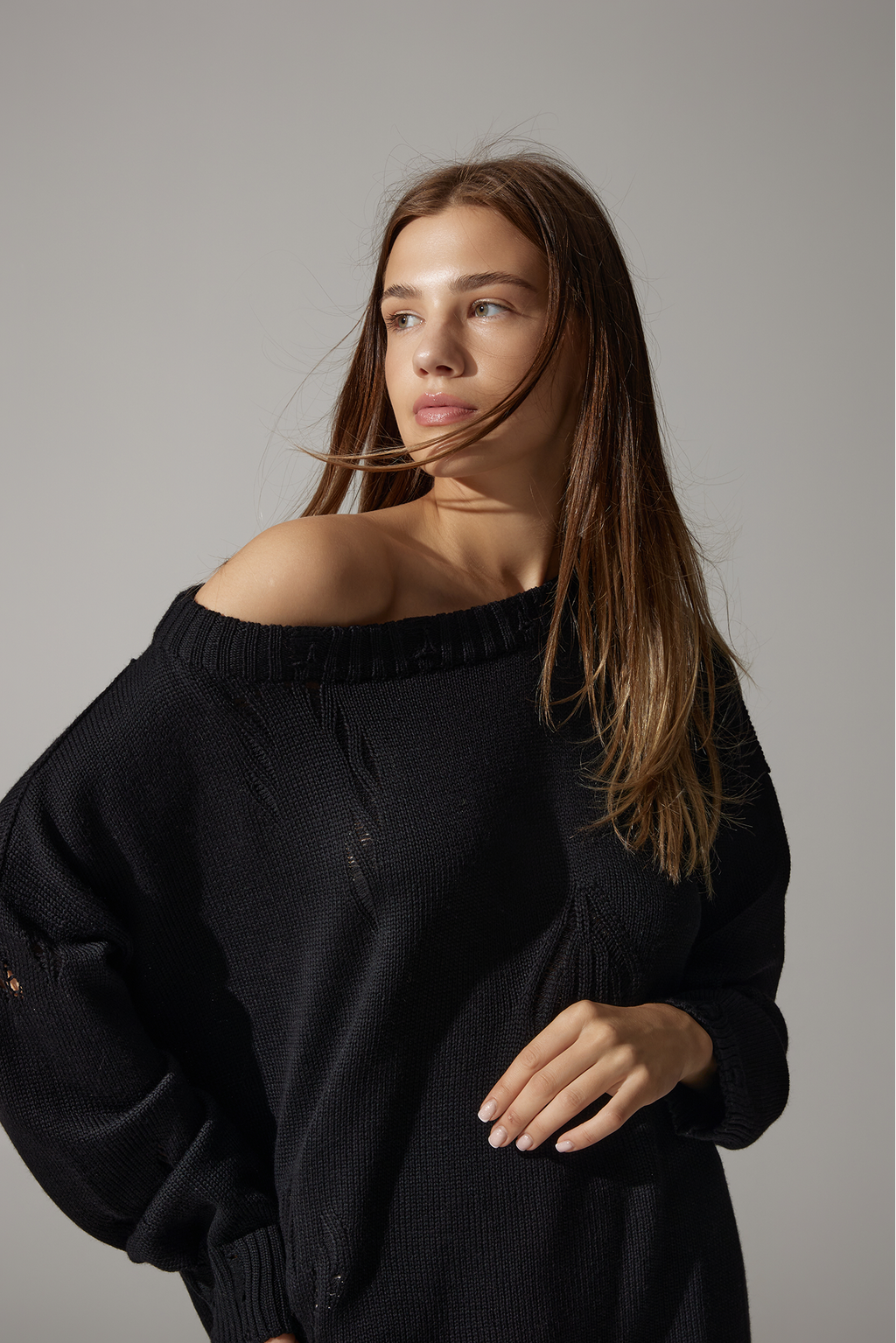 Ripped Merino Wool Sweater | Black
