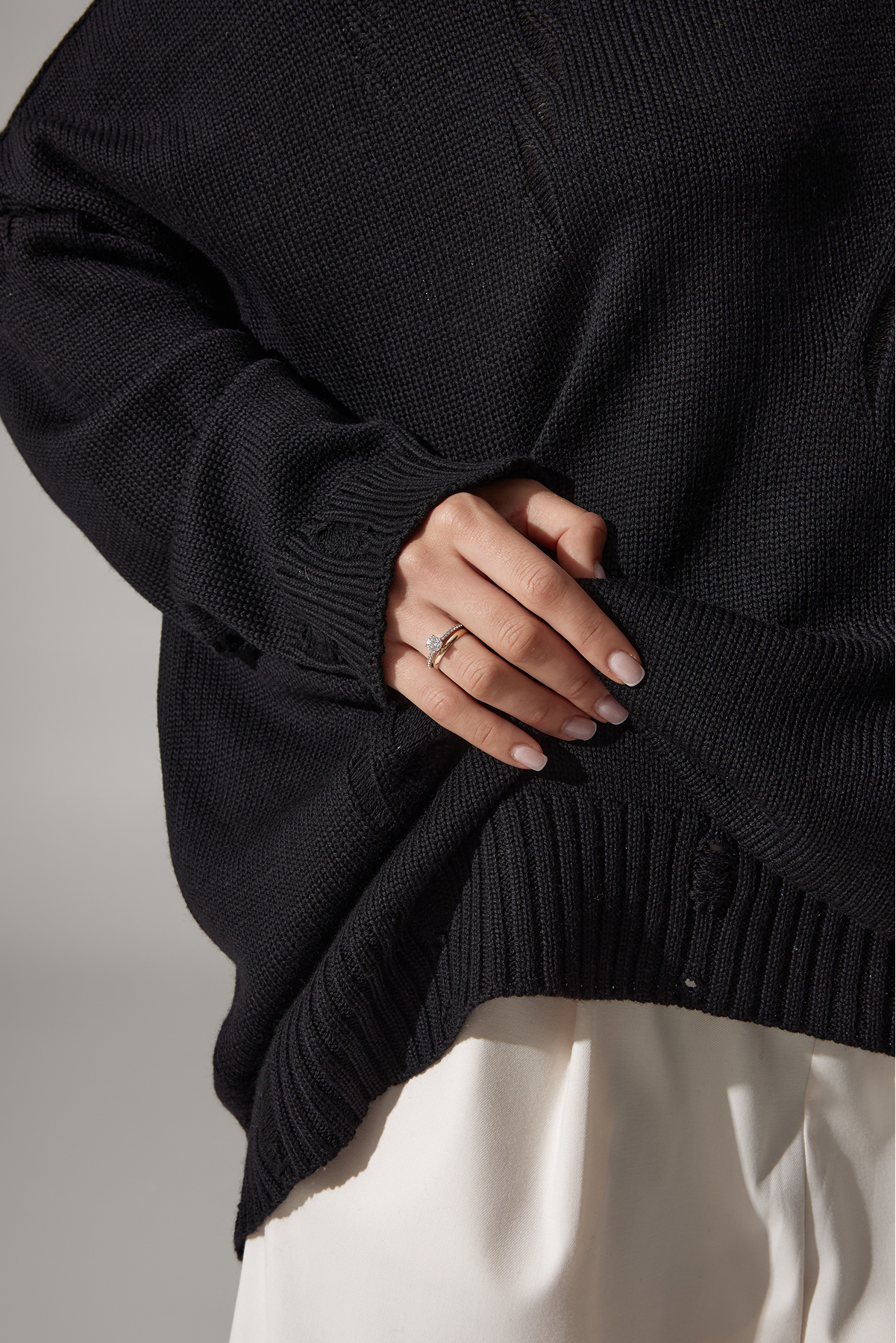 Ripped Merino Wool Sweater | Black