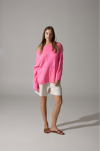 Ripped Merino Wool Sweater | Pink