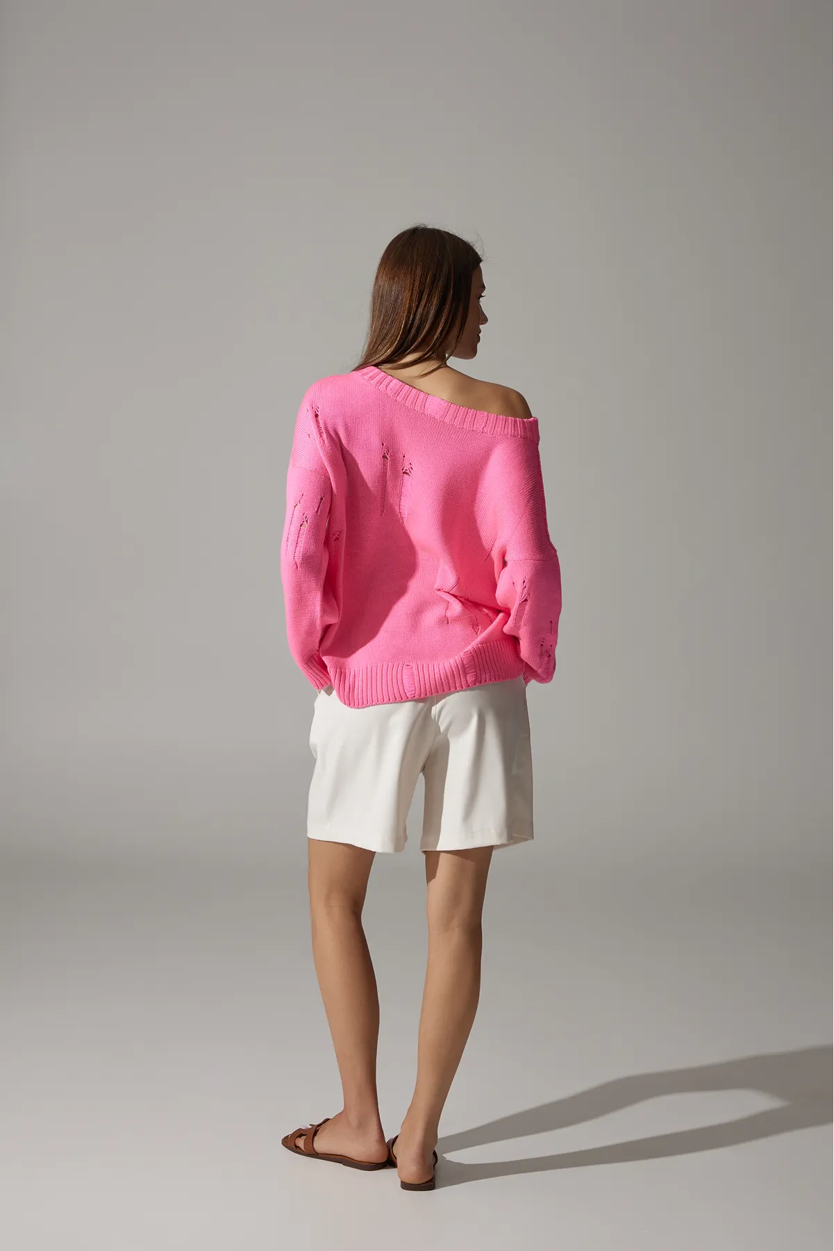 Ripped Merino Wool Sweater | Pink
