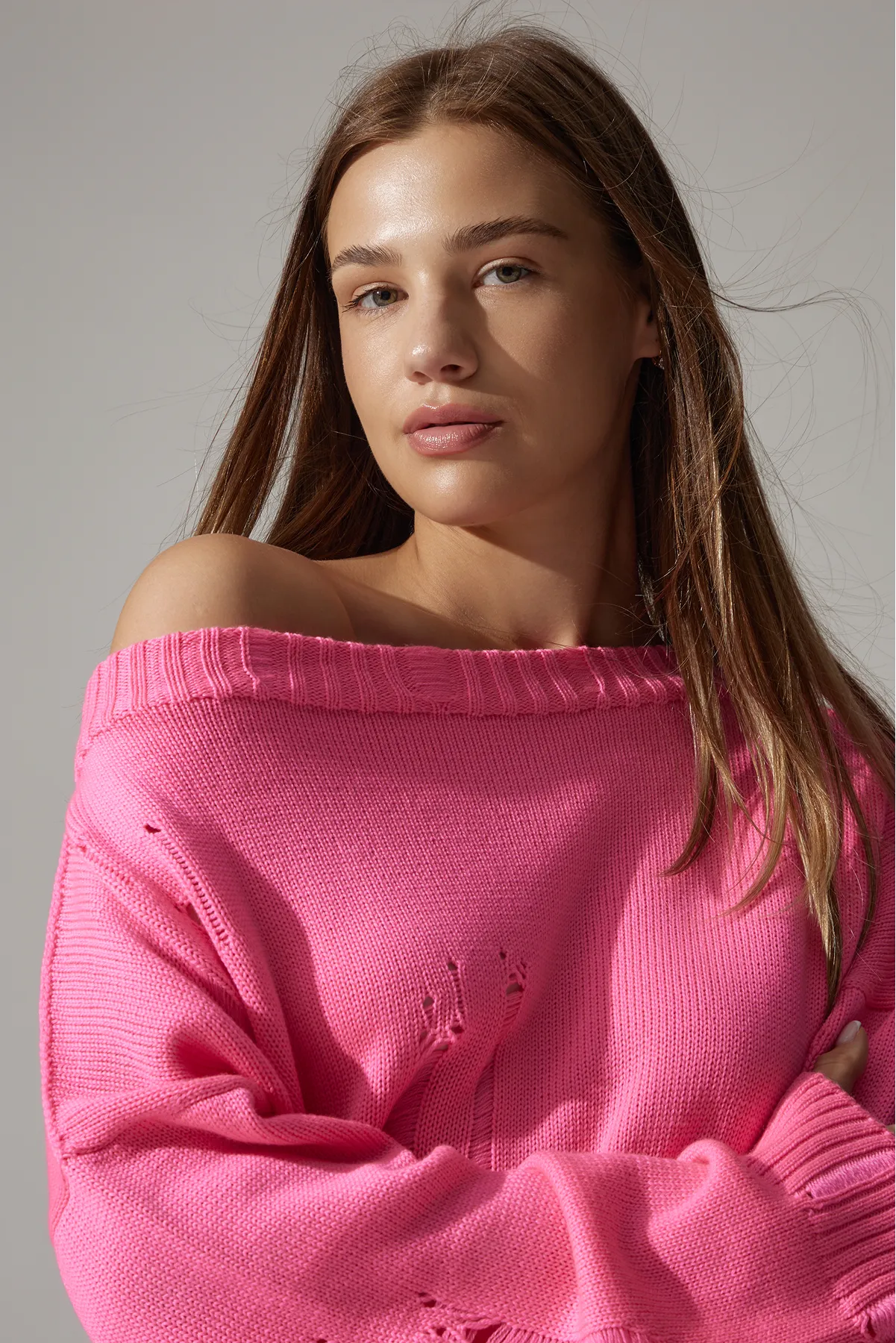 Ripped Merino Wool Sweater | Pink