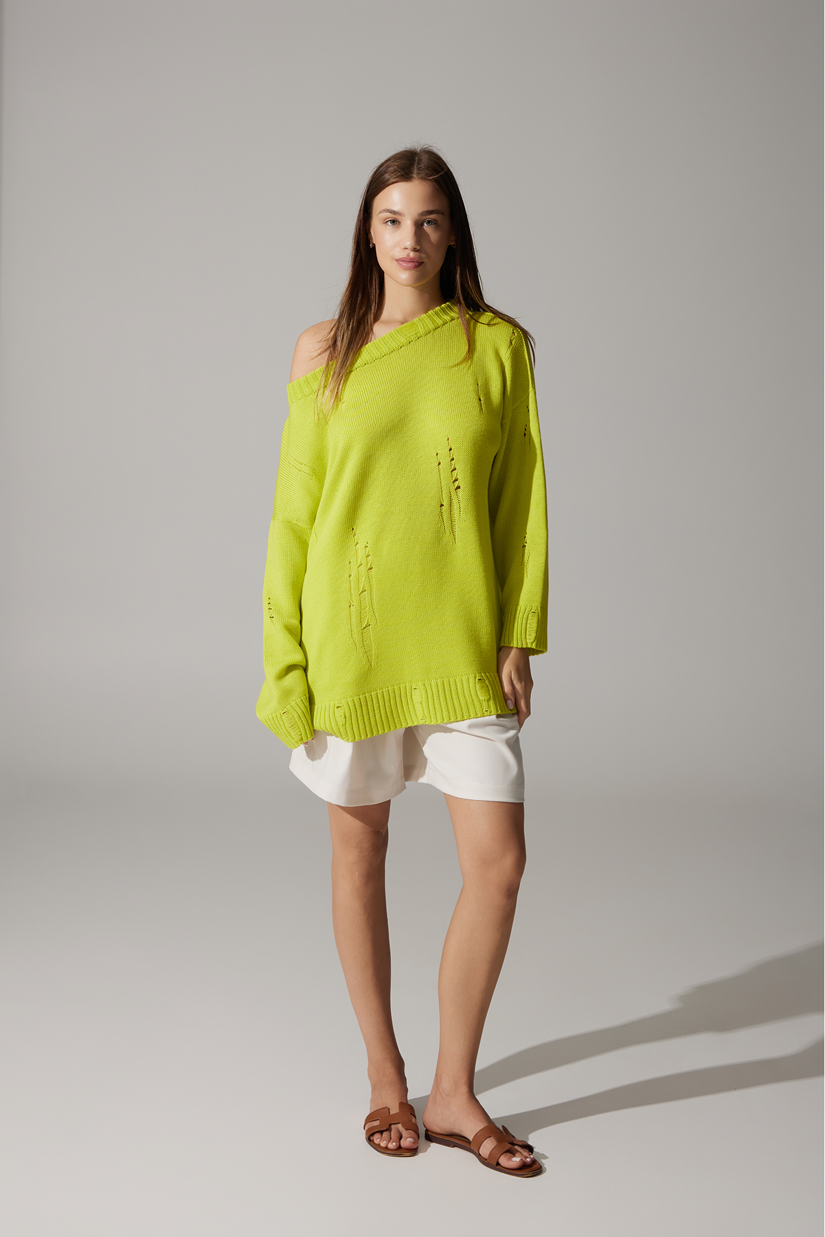 Ripped Merino Wool Sweater | Lime