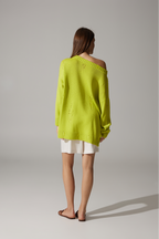 Ripped Merino Wool Sweater | Lime