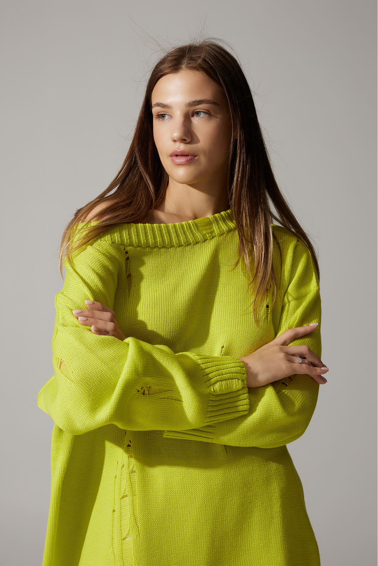 Ripped Merino Wool Sweater | Lime