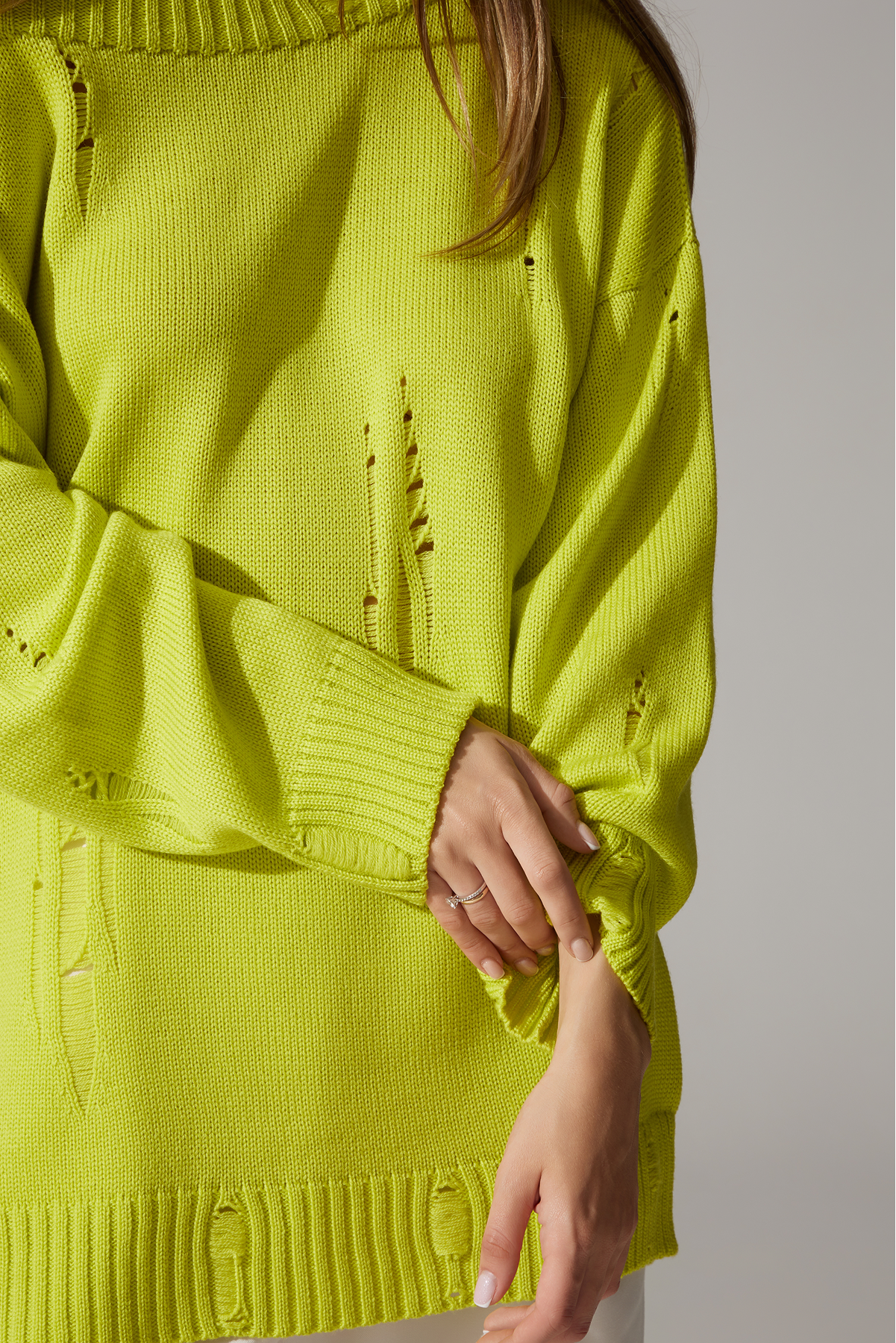 Ripped Merino Wool Sweater | Lime