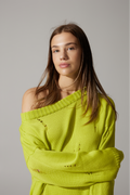 Ripped Merino Wool Sweater | Lime