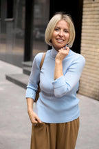 Knit Turtleneck Sweater | Light Blue