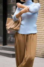 Knit Turtleneck Sweater | Light Blue