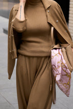 Knit Turtleneck Sweater | Chicory Beige