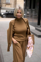 Knit Turtleneck Sweater | Chicory Beige