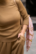 Knit Turtleneck Sweater | Chicory Beige