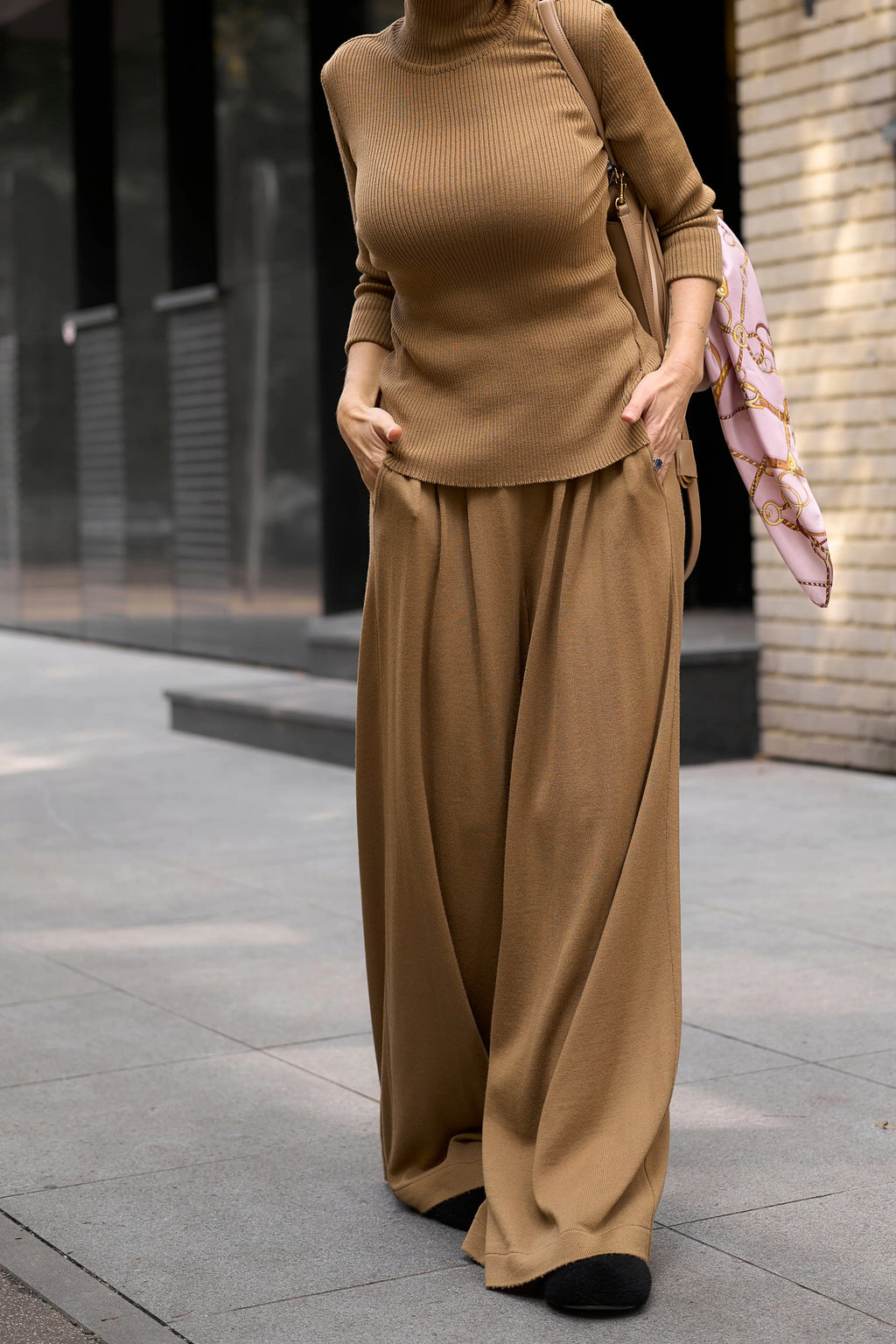 Knit Turtleneck Sweater | Chicory Beige