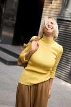 Knit Turtleneck Sweater | Yellow