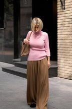 Knit Turtleneck Sweater | Pink