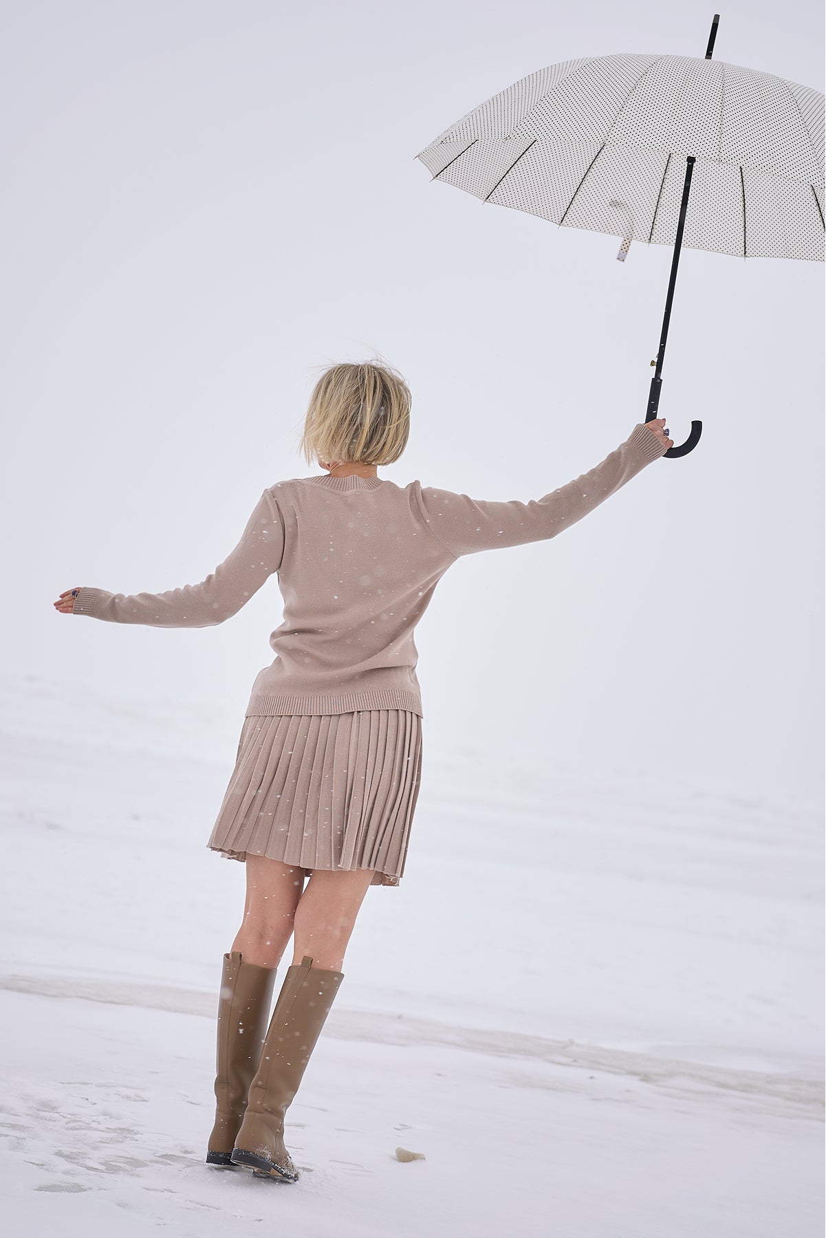 Merino Cashwool Fly Baby Spring Suit With Skirt | Latte