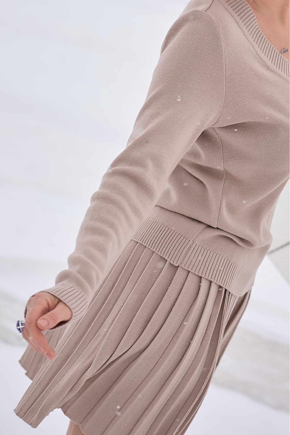 Merino Cashwool Fly Baby Spring Suit With Skirt | Latte