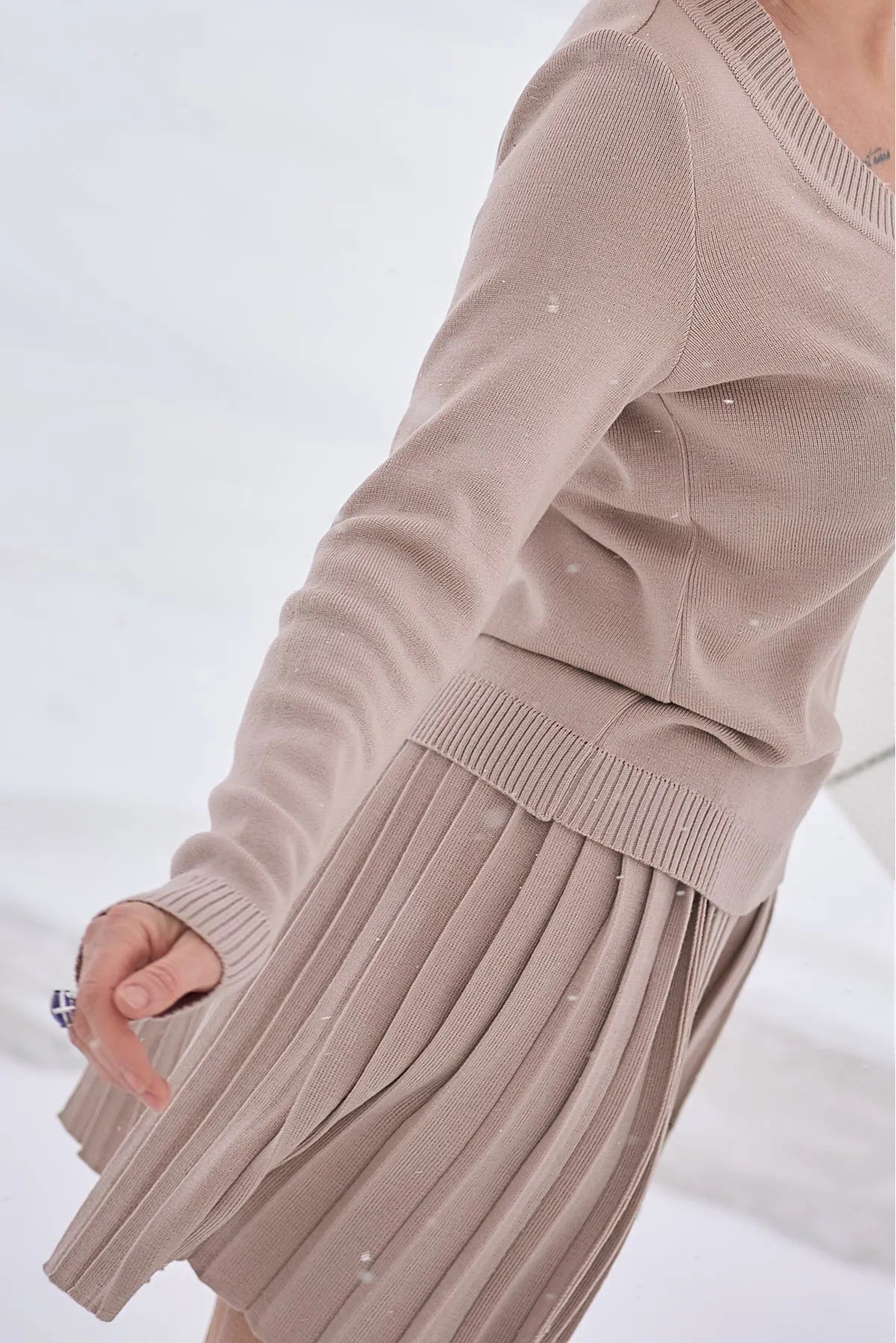 Merino Cashwool Fly Baby Spring Suit With Skirt | Latte