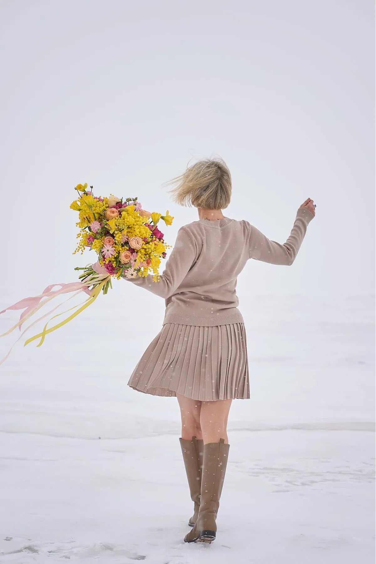 Merino Cashwool Fly Baby Spring Suit With Skirt | Latte