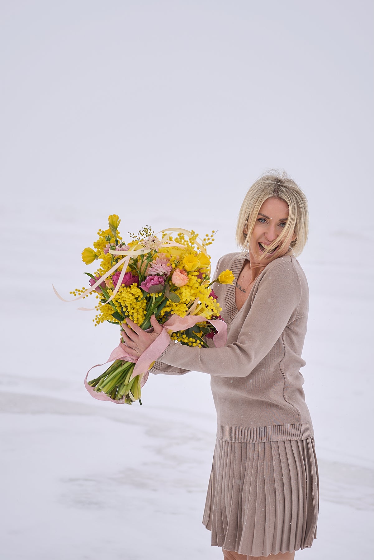 Merino Cashwool Fly Baby Spring Suit With Skirt | Latte