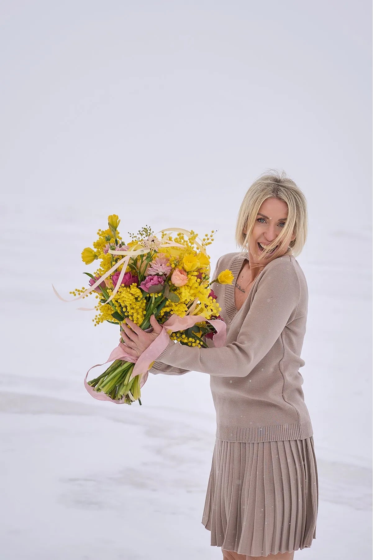 Merino Cashwool Fly Baby Spring Suit With Skirt | Latte