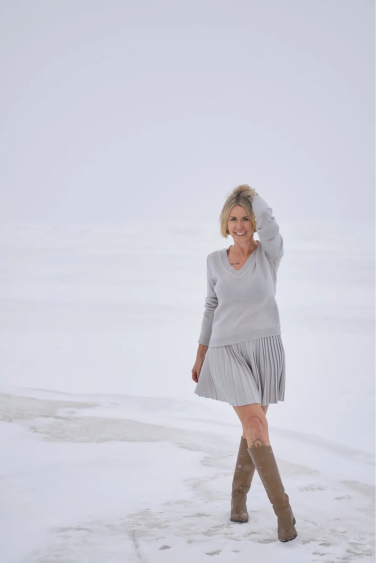 Merino Cashwool Fly Baby Spring Suit With Skirt | Silver