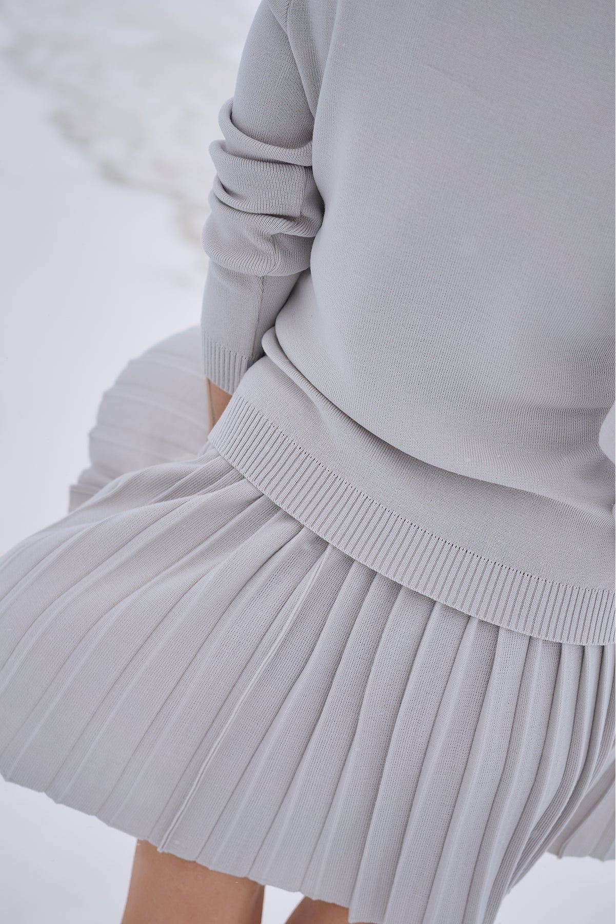 Merino Cashwool Fly Baby Spring Suit With Skirt | Silver