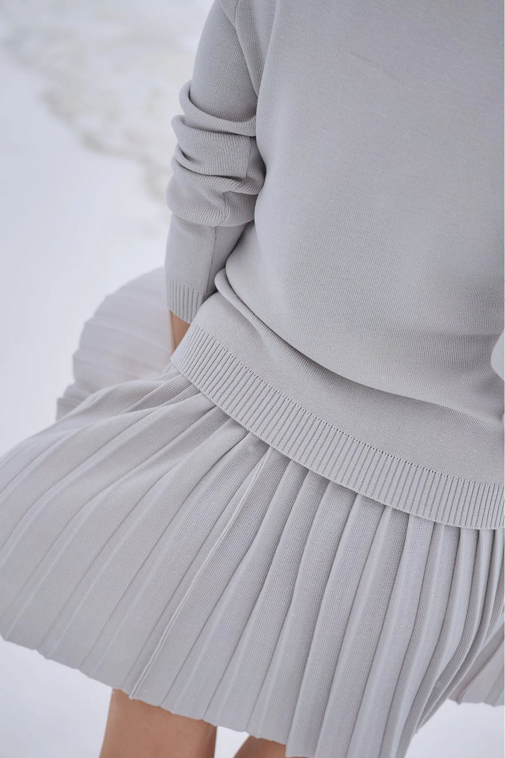 Merino Cashwool Fly Baby Spring Suit With Skirt | Silver