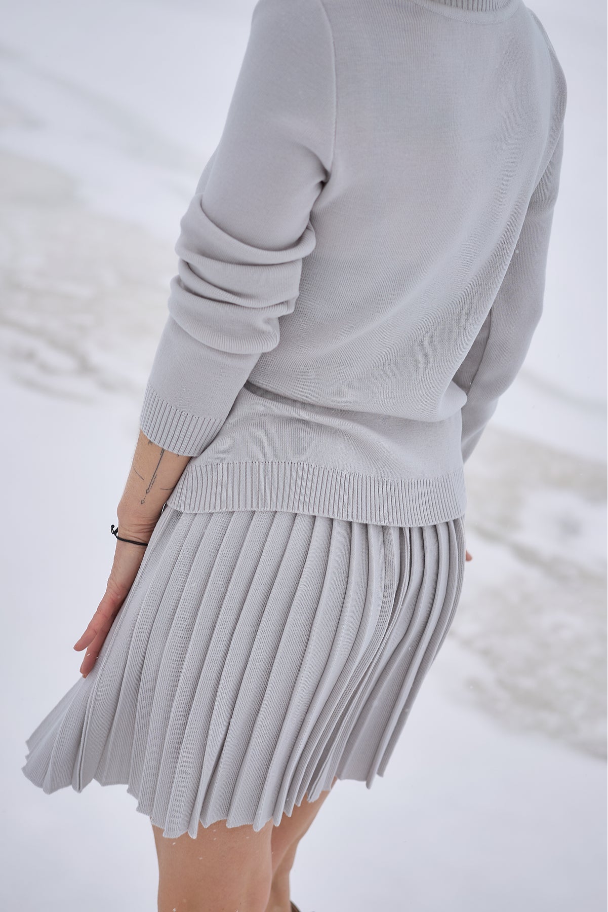 Merino Cashwool Fly Baby Spring Suit With Skirt | Silver