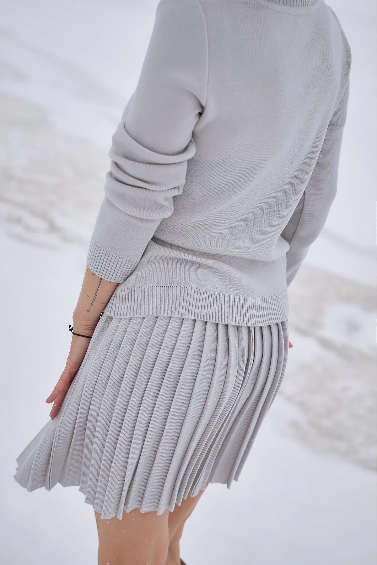 Merino Cashwool Fly Baby Spring Suit With Skirt | Silver